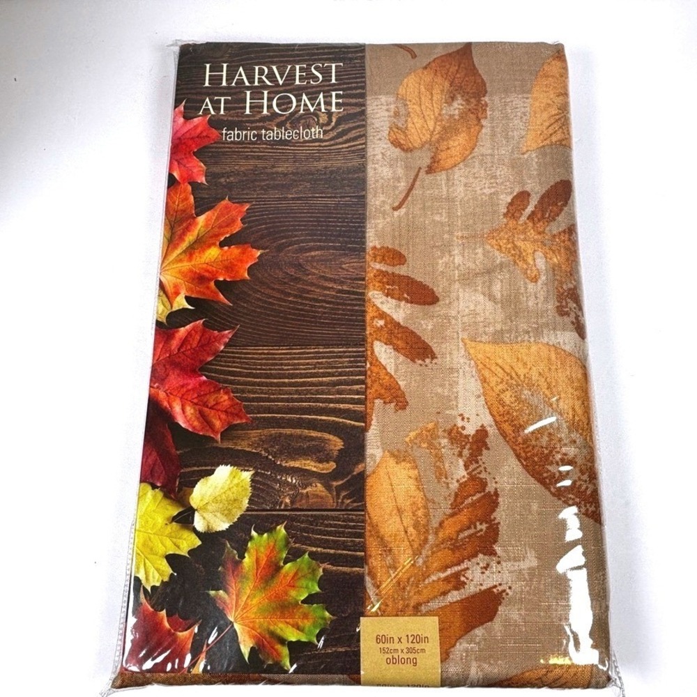Harvest Home Fall Foliage Tablecloth 60x120 Fabric NatureAutumn Thanksgiving NEW - Picture 6 of 9